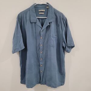 Batik‎ Bay Mens Hawaiian Shirt Size 2XL Tall Button Up Silk Blue Tropical Vacay